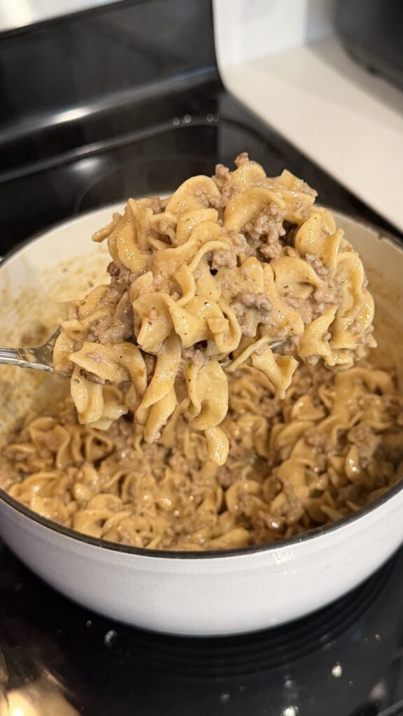 One Skillet Beef Stroganoff