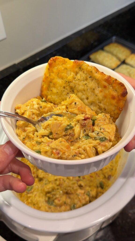 Crockpot Creamy Tuscan Chicken Orzo
